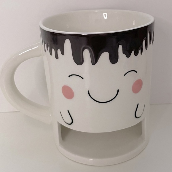 2 Indigo Ceramic Hot Chocolate Mugs with Cookie Slot - Picture 6 of 7